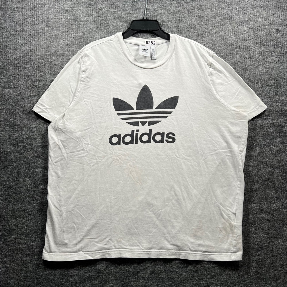 Adidas Originals Trefoil Graphic T-Shirt Mens 2XL White Short Sleeve Tee 6282